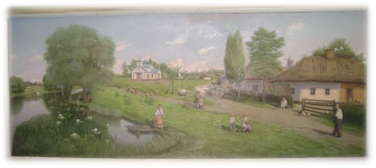 Покровська церква в Луциківці - з картини  самодіяльного луциківського художника І.М.Шинкаренка