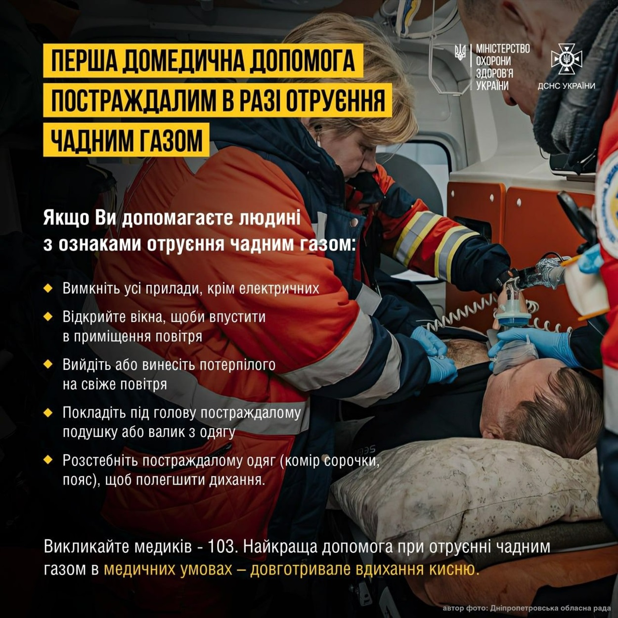 чадний газ, ДСНС, МОЗ