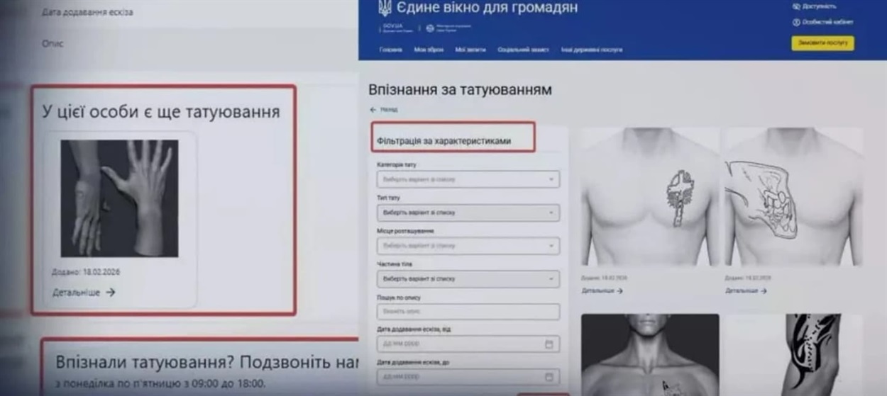 пошук людини за татуюванням, МВС